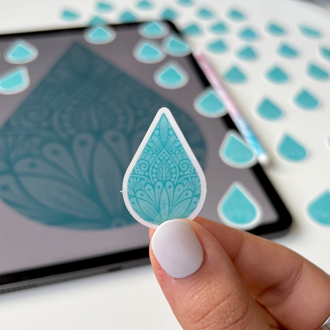 Mandala Water Drop Sticker - Waterproof Sticker - Etsy