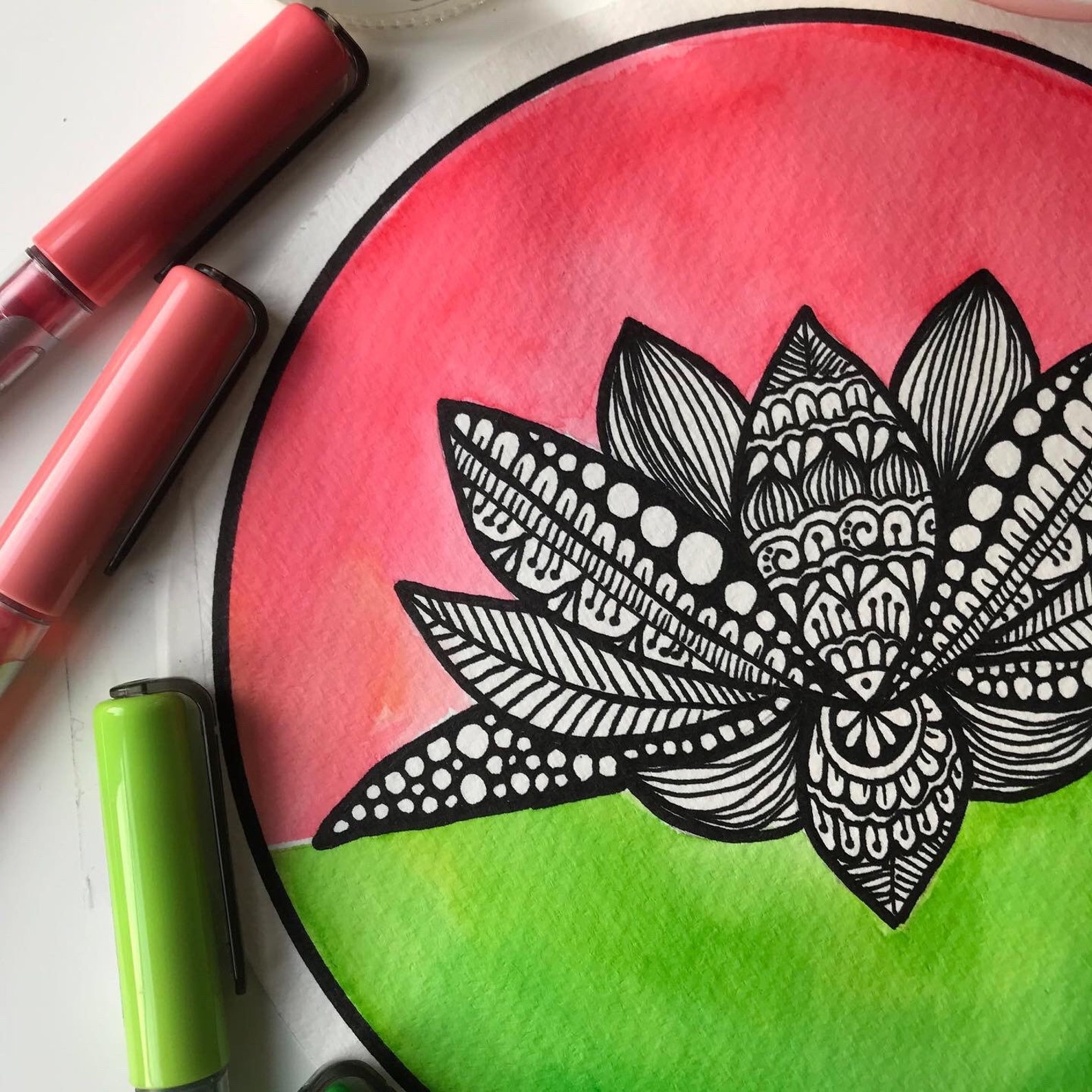 Zentangle Lotus Original Artwork Hand Drawing Lotus Lover Etsy