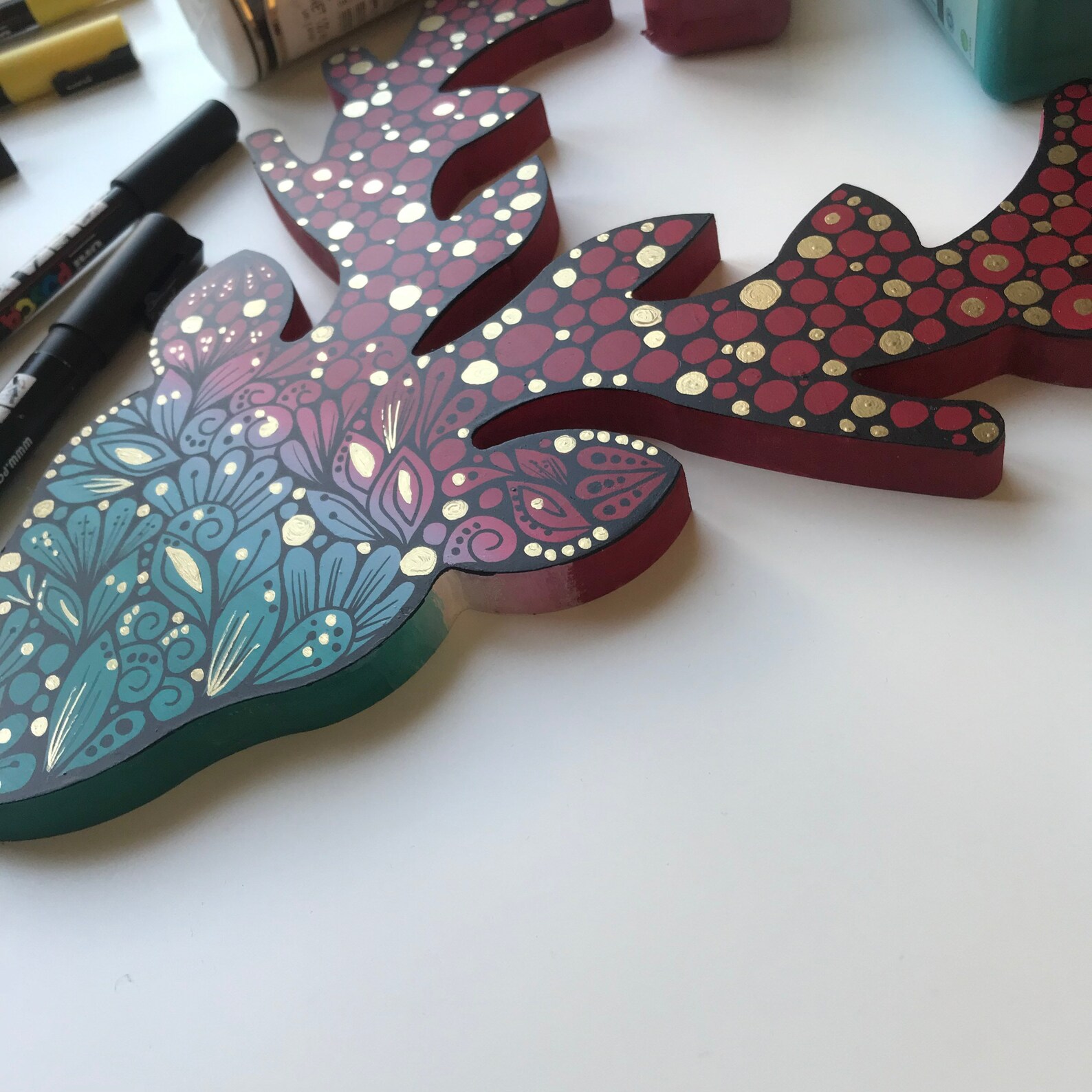 Zentangle Wooden Deer Wall Decor Etsy