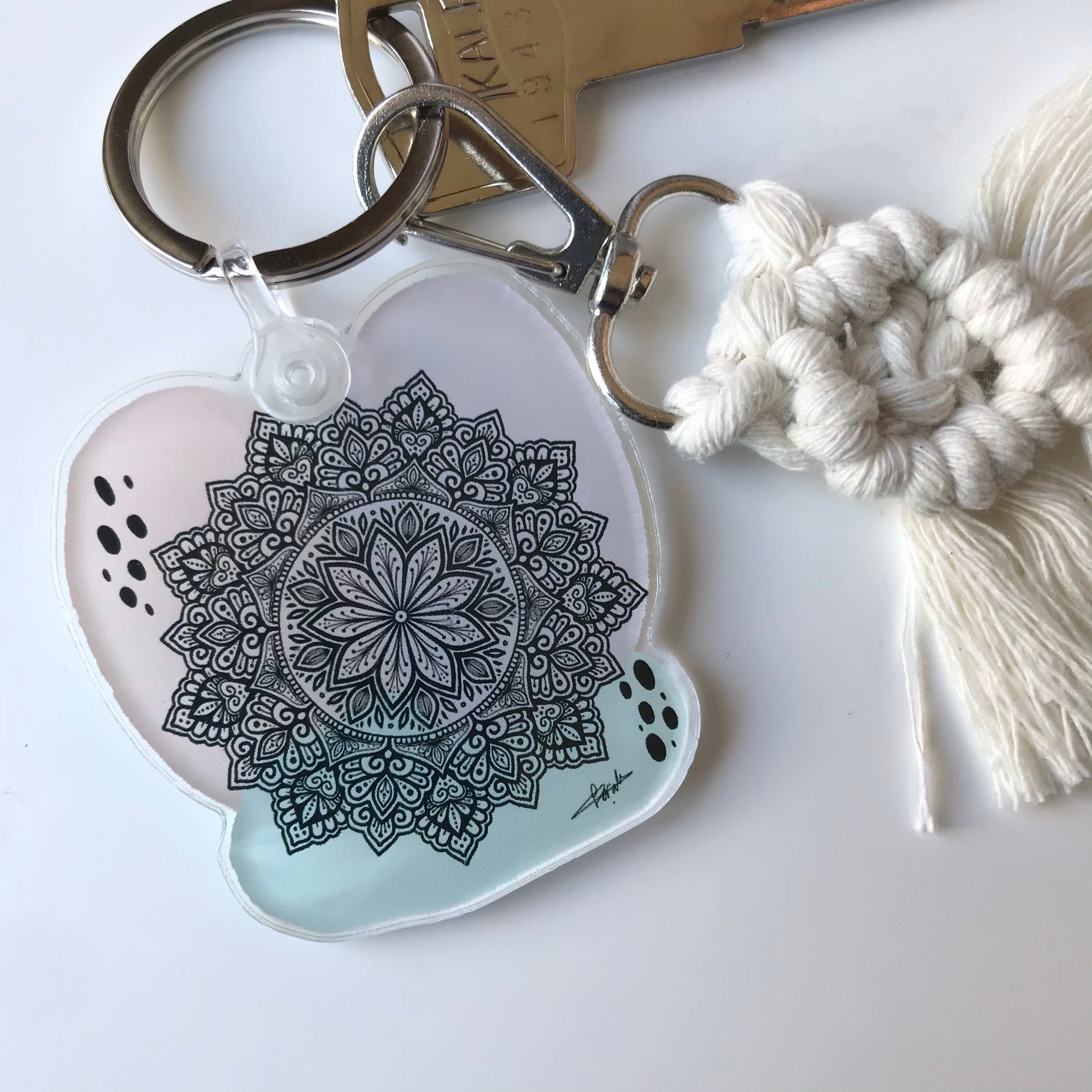 Abstract mandala keychainpastel mandala keychain cute Etsy