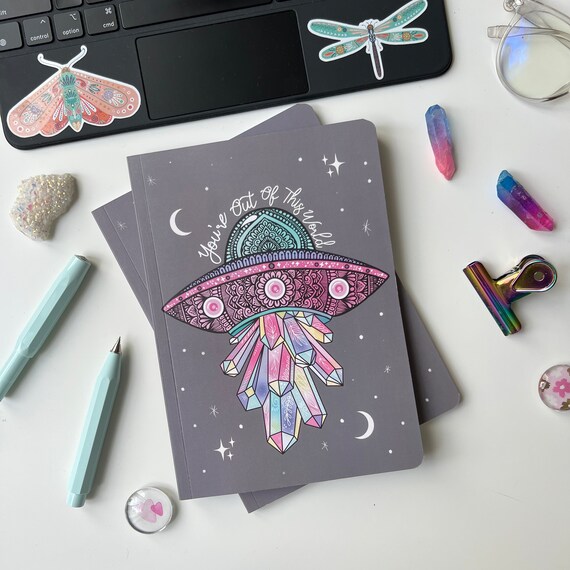Zentangle UFO notebook - cute notebook - zentangle notebook - cute stationary
