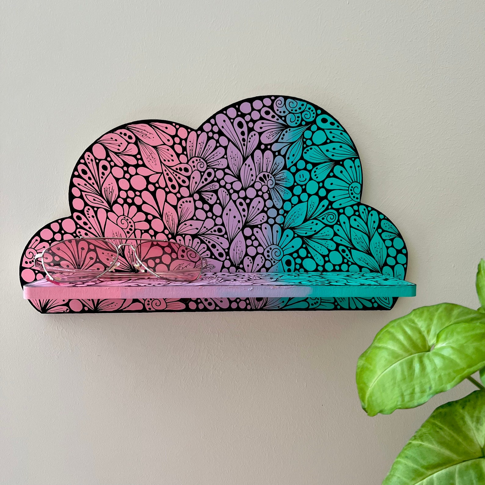 Zentangle Cloud Shelf _ Wooden Shelf _ Wall Decor _ Handmade Etsy