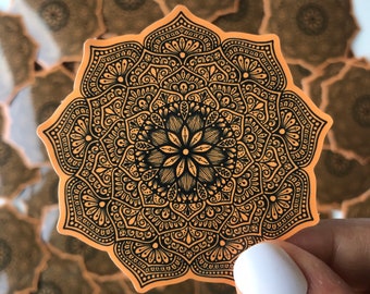 Adesivo impermeabile mandala arancione