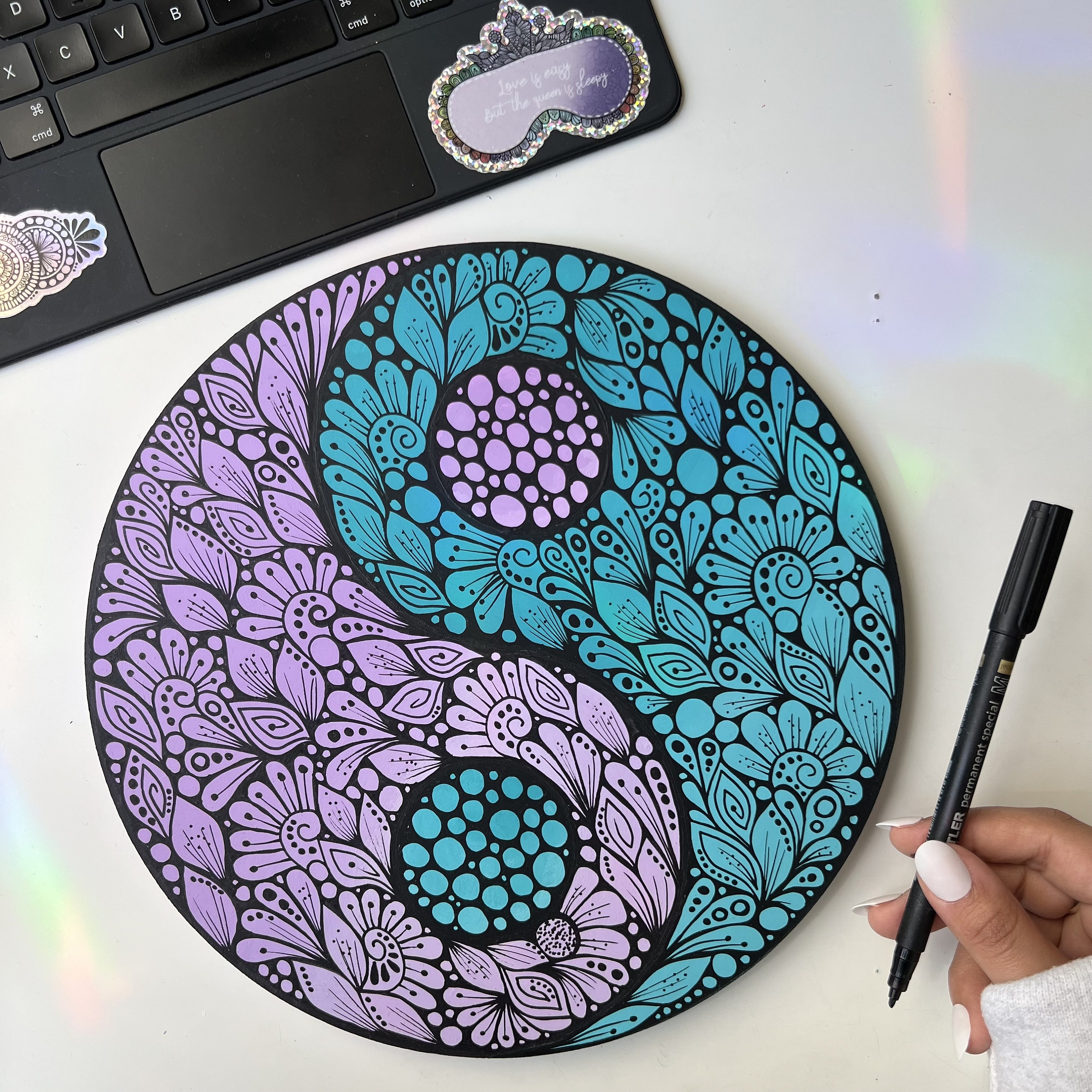 Zentangle Yin Yang Wall Decor - Etsy Canada