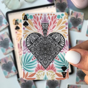 Mandala speelkaarten waterdichte stickers - plantenkaart waterdichte stickers