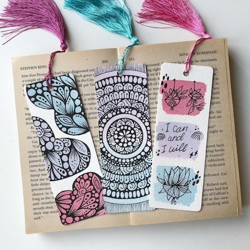 Mandala and Zentangle Bookmark Set of 3 - Etsy