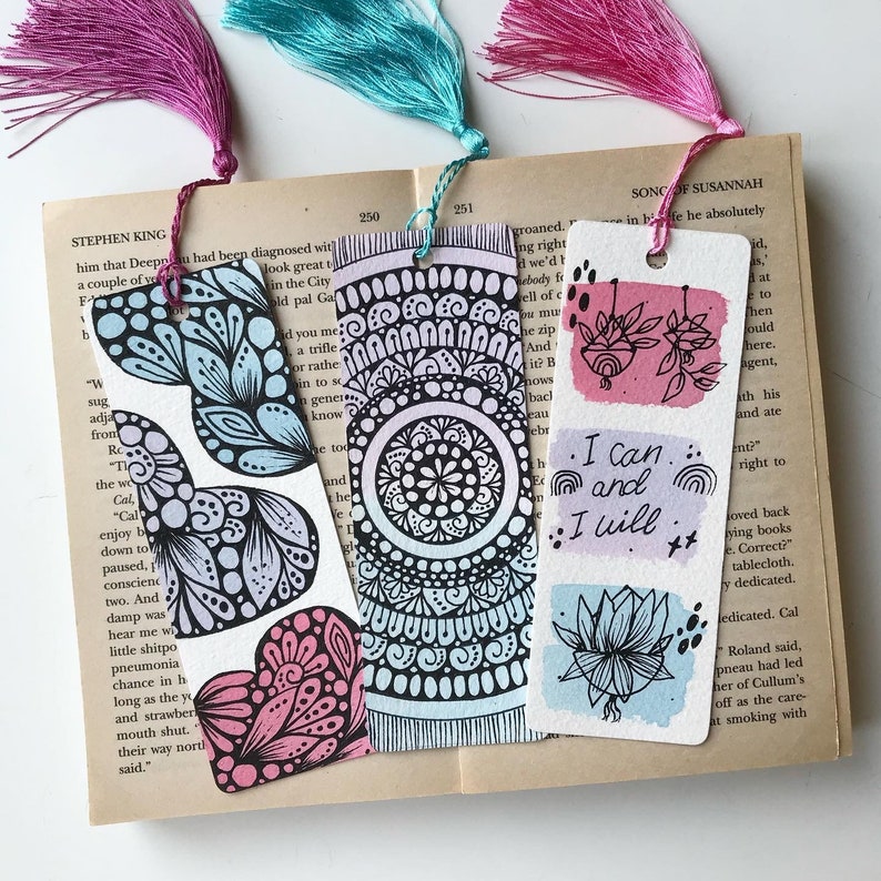 Mandala and Zentangle Bookmark Set of 3 - Etsy