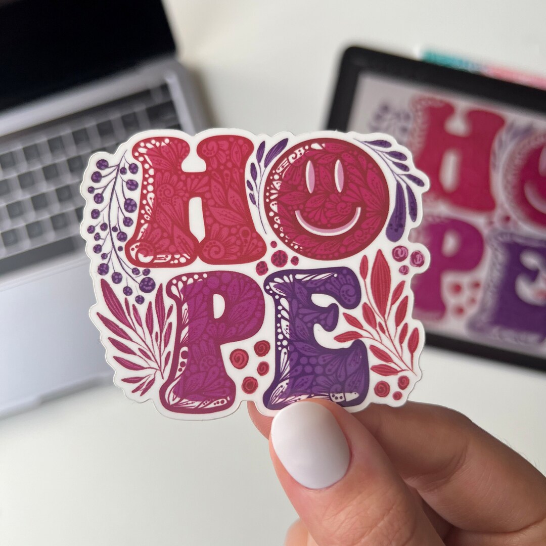 Zentangle Hope Sticker - Waterproof Sticker - Hope Sticker - Etsy