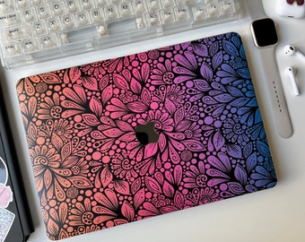 Zentangle Laptop Skin – Floral Laptop Decal, Waterproof Sticker