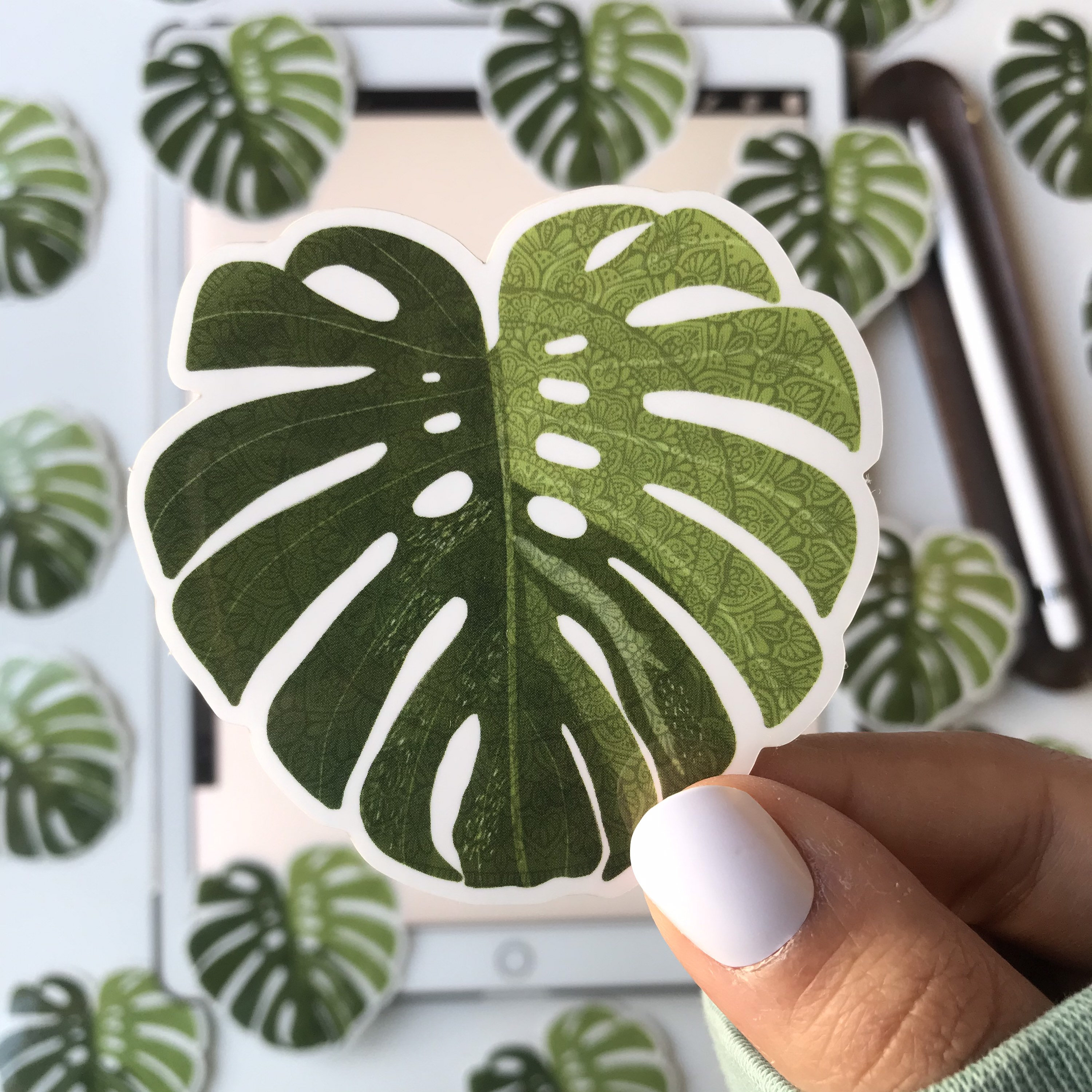 Mandala Monstera Waterproof Stickers Monstera Leaf Sticker - Etsy Singapore