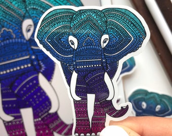Zentangle Elephant Sticker - Waterproof Vinyl Decal