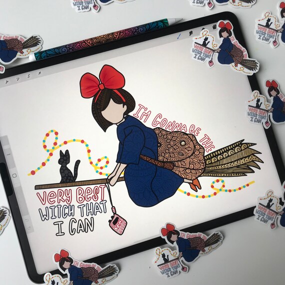 魔女の宅急便 ゼンタングル 防水ステッカー - Etsy 日本