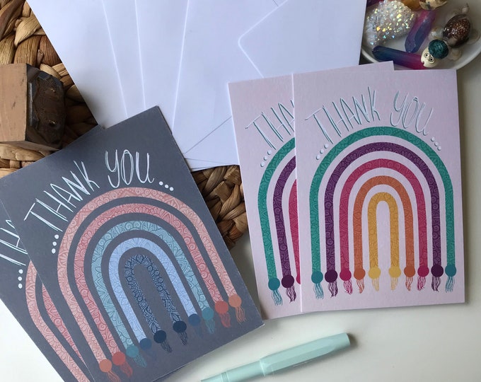 Rainbow Thank You Card Etsy