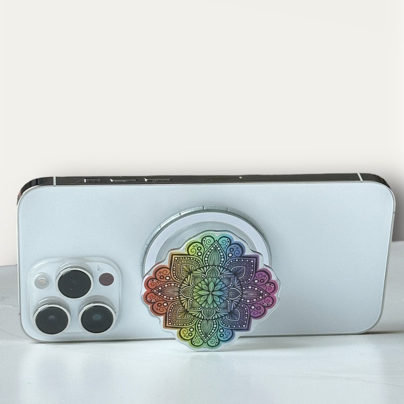 rainbow mandala magnetic phone grip image 4