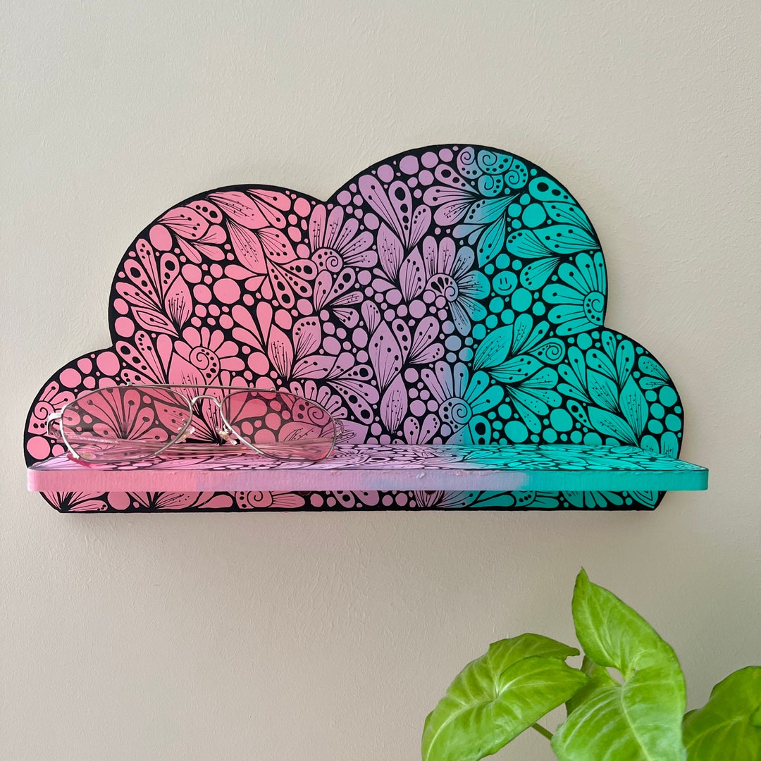 Zentangle Cloud Shelf _ Wooden Shelf _ Wall Decor _ Handmade Shelf Etsy