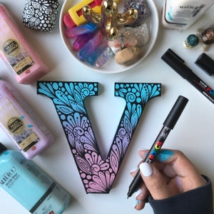Letra de madera zentangle personalizada