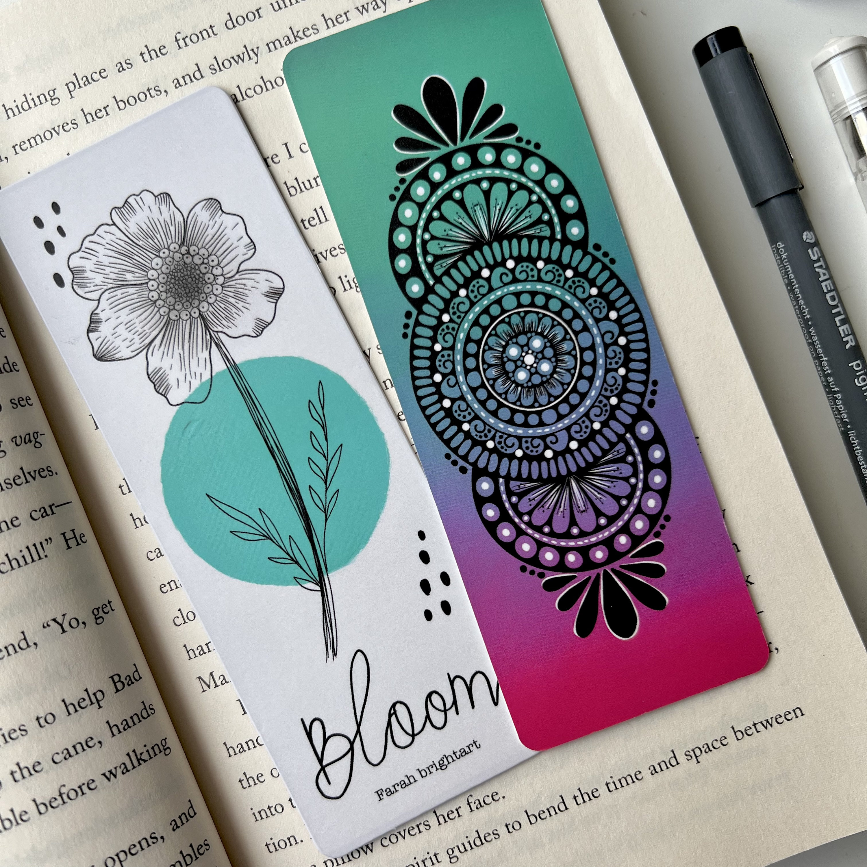 Bloom Bookmark - Colorful Mandala Art, Rounded Corners - Etsy