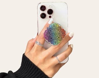 rainbow mandala magnetic phone grip