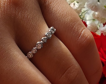 bezel ring, solitaire ring, Stacking wedding ring, anniversary ring, half eternity ring, Present Future Ring, wedding band