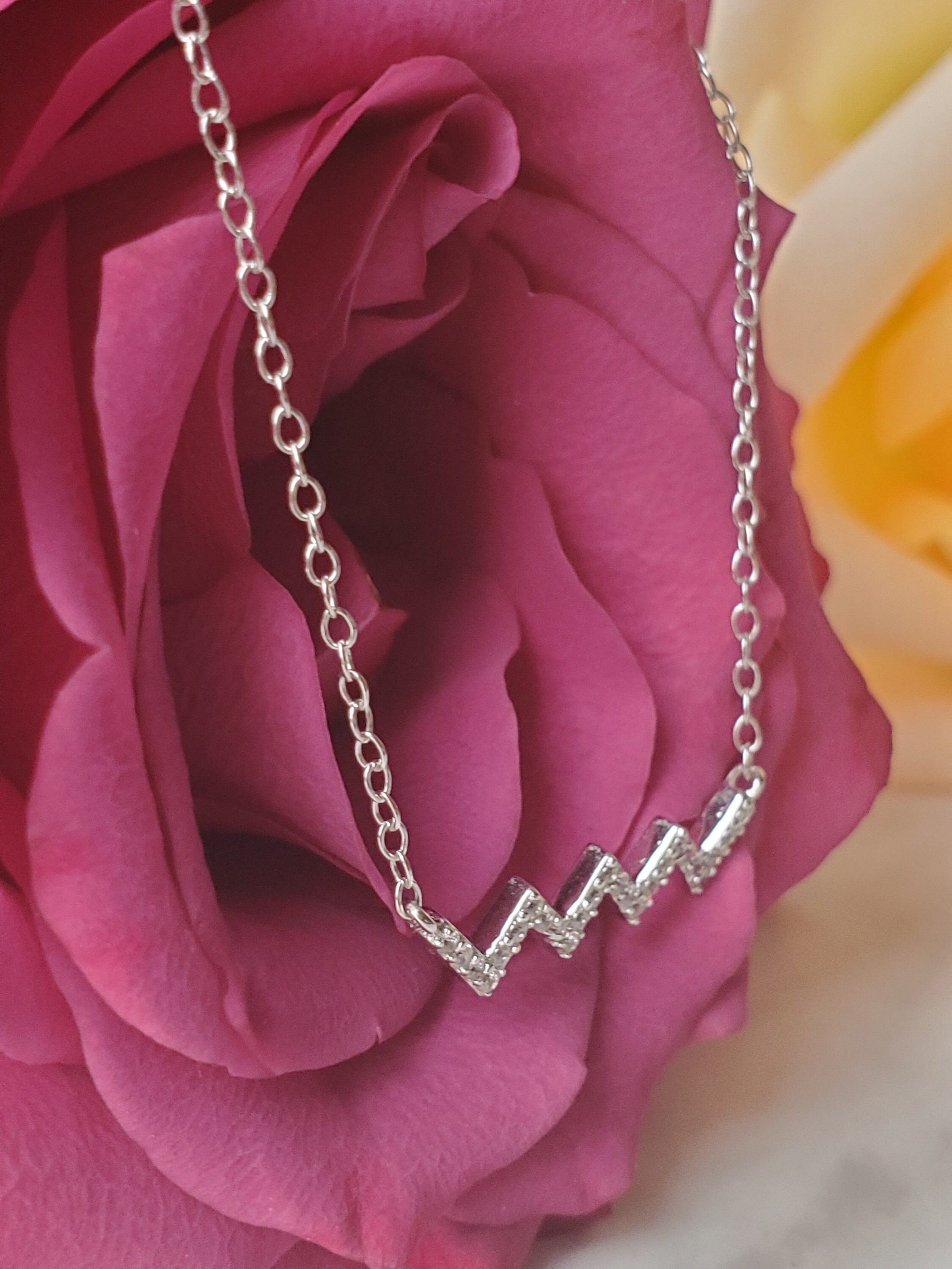 Zigzag cz Necklace simulated diamond charm necklace dainty Etsy