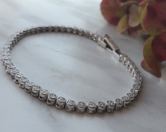 Multiple Clear Micro Pave Tennis CZ Bracelet, bridal Bracelet, cz bracelet, pave Bracelet, bridesmaid Bracelet, 6.5" length, 3mm width