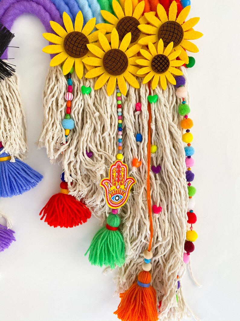 Large rainbow macrame wall hanging Modern colorful decor Etsy