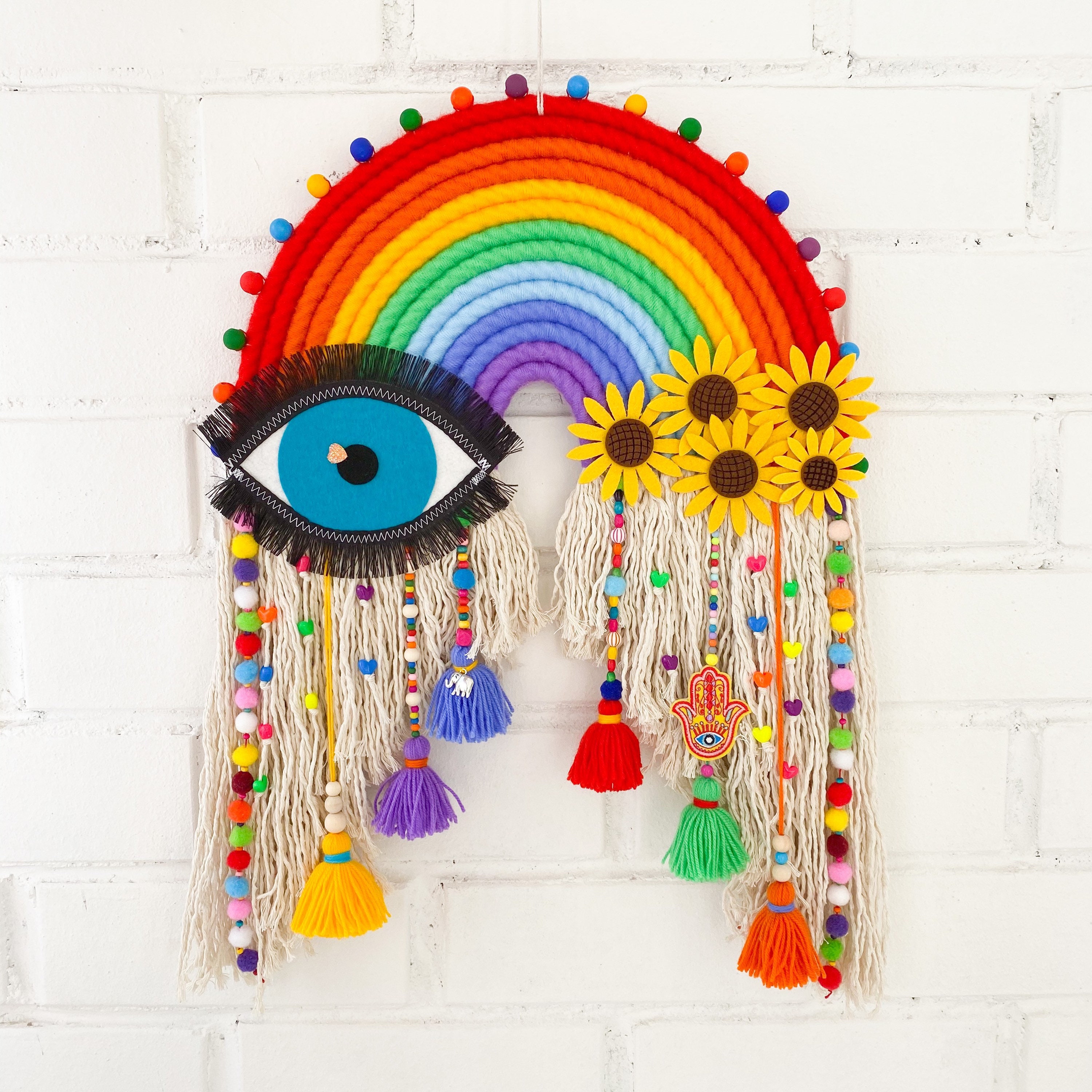 Large rainbow macrame wall hanging Modern colorful decor Etsy