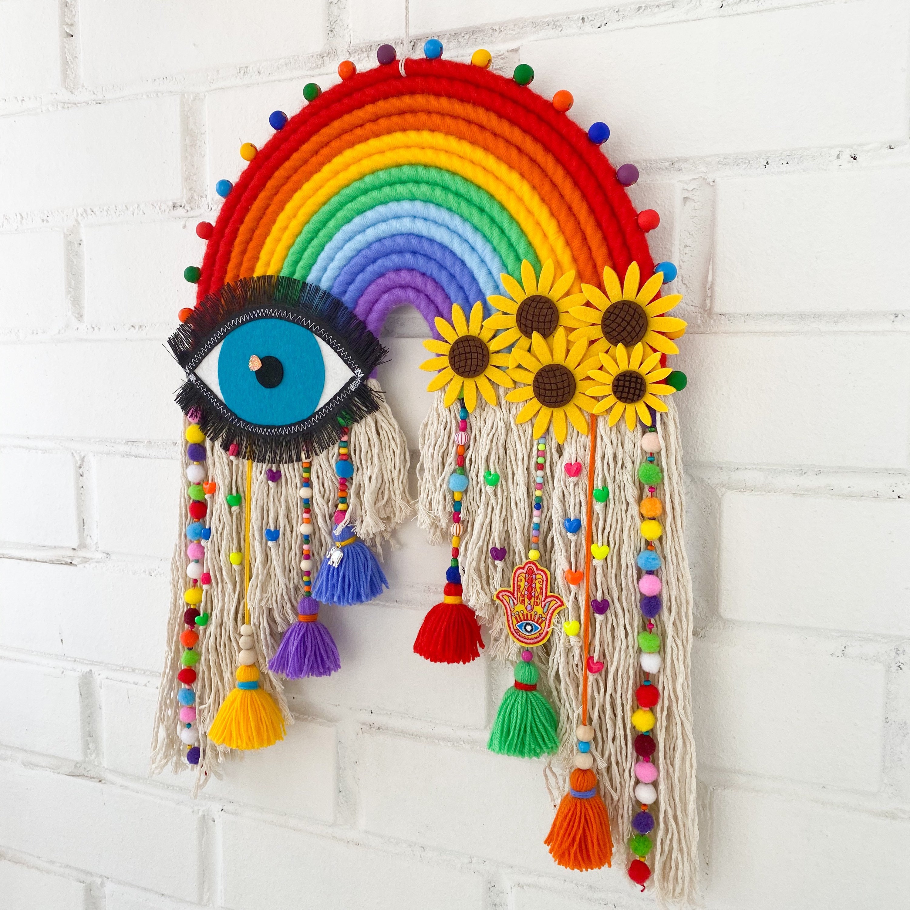 Large rainbow macrame wall hanging Modern colorful decor Etsy