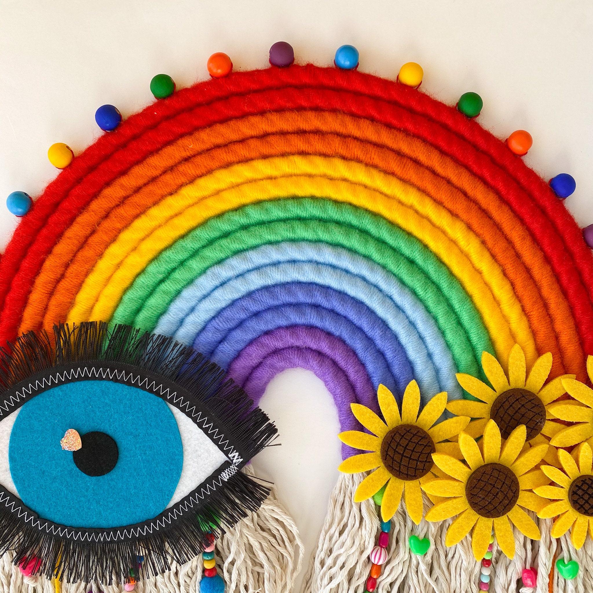 Large rainbow macrame wall hanging Modern colorful decor Etsy