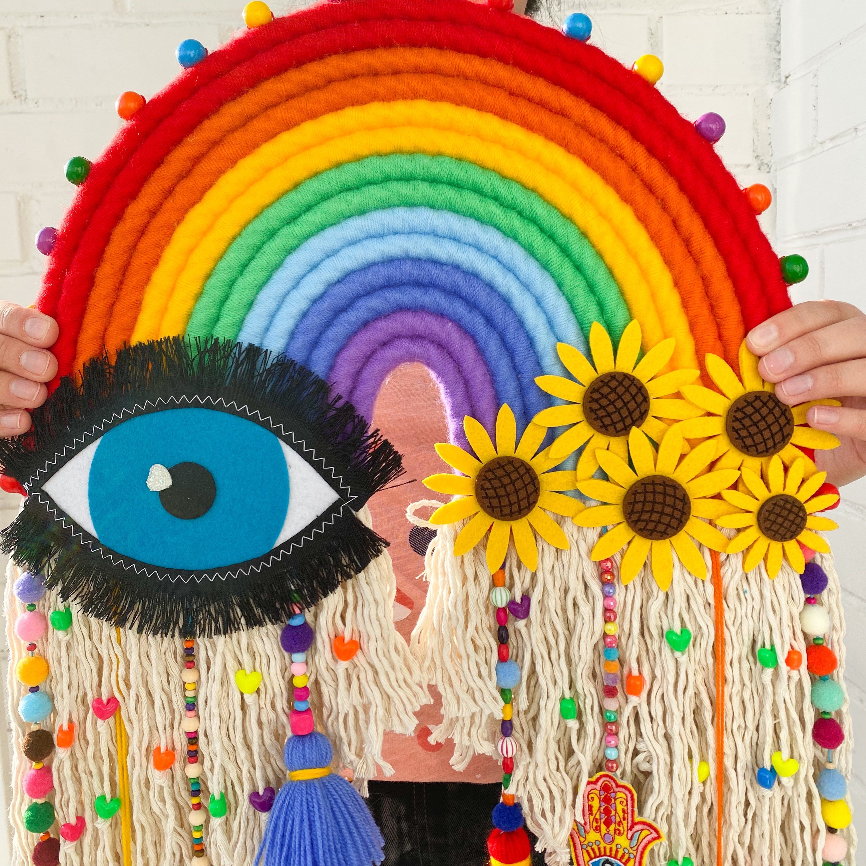 Large rainbow macrame wall hanging Modern colorful decor Etsy