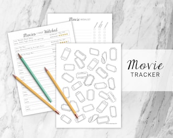 Movie Tracker Printable (For Dotted Grid Journals and Planners)