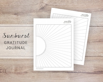Sunburst Monthly Habit Tracker & Gratitude Journal (BUJO Printable)