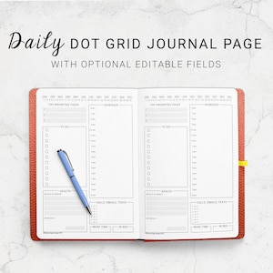 Daily Dotted Grid Journal Planning Page
