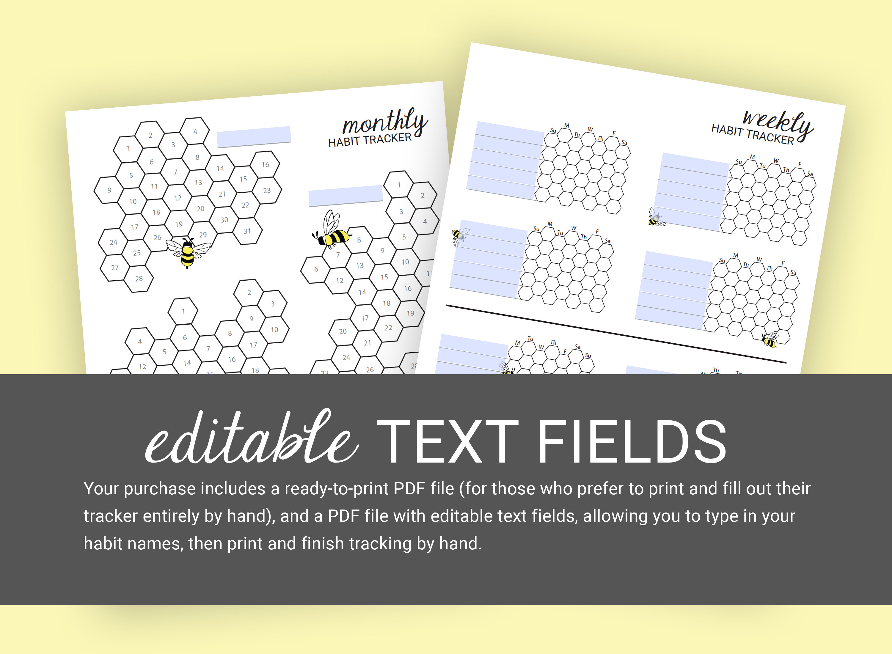 Bee Habit Tracker for BUJO, Dot Grid Journal Printable - Etsy