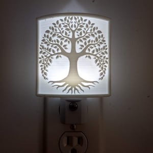 Night light wall plug in Tree of life, Ying and Yang, Hamsa, Chai, Ohm, Sun and moon, owl, orchid, Lotus flower, palm tree