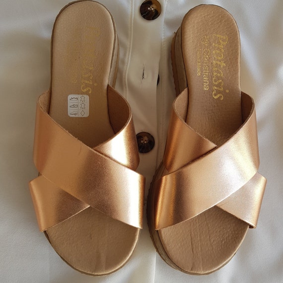 rose gold espadrille platform sandals