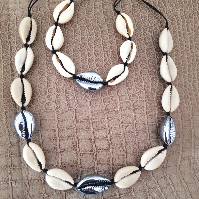 Blue Metal Shells Cowrie Shell Choker Cowrie Necklace Etsy