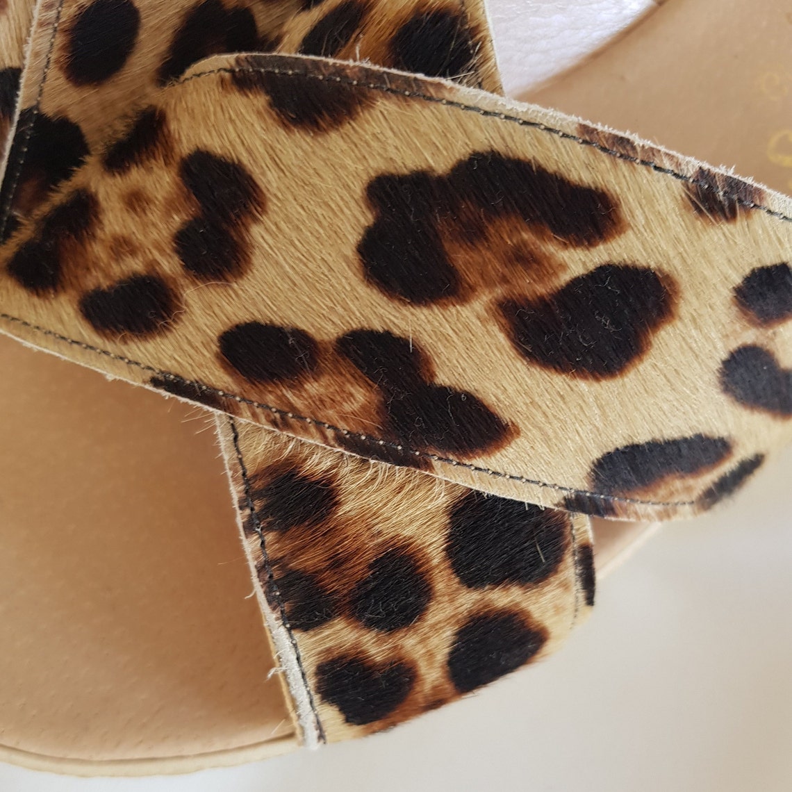 leopard criss cross sandals