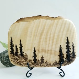 Forest Original Nature Art Gift on Sculpted Natural Figured Aspen Wood, Anniversary Gift, House Warming Gift, Unique Wedding Engagement Gift