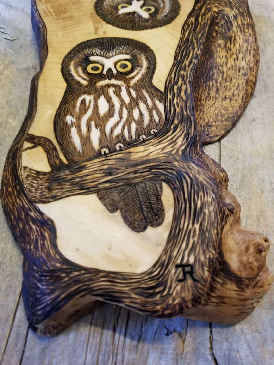 Willow Tree Owls Wall Art Carved Wood Burning Wall Sculpture Etsy