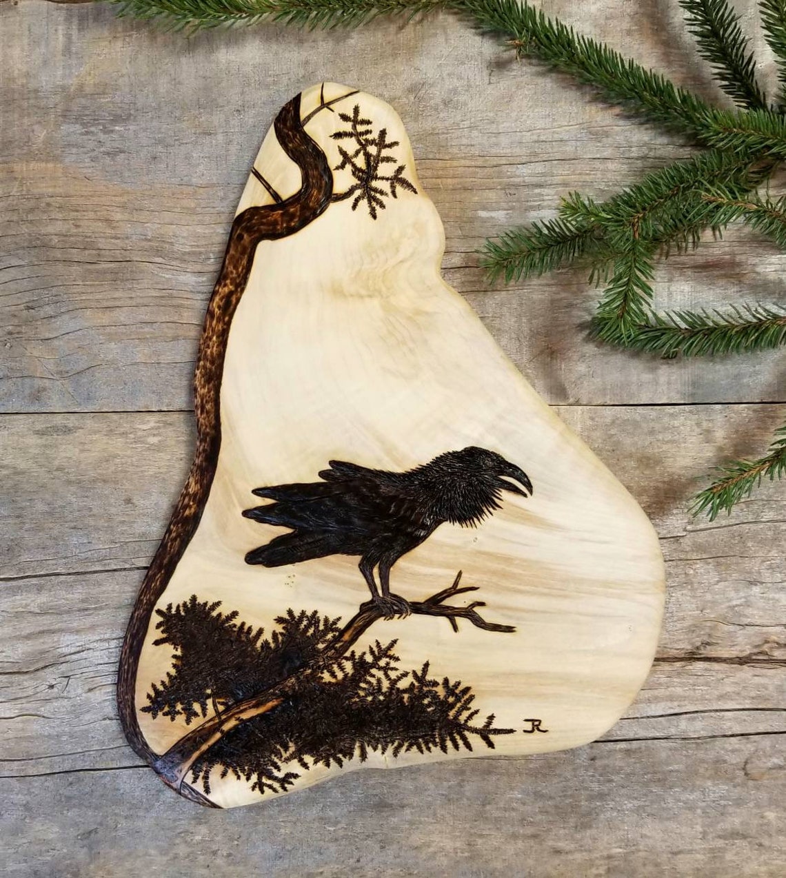 Wood Raven Wall Art Nature Decor Sculpture Original Etsy