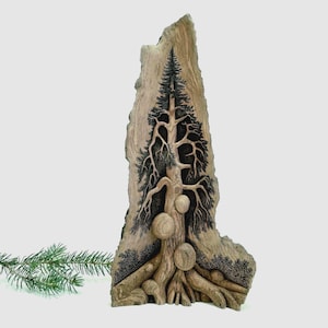 Forest Tree Carved Wood Art Sculpture, Spruce Burl Tree Spirit, Rustic Nature Decor, Mountain Lodge Mantel Decor, Unique Alaska Art Carving