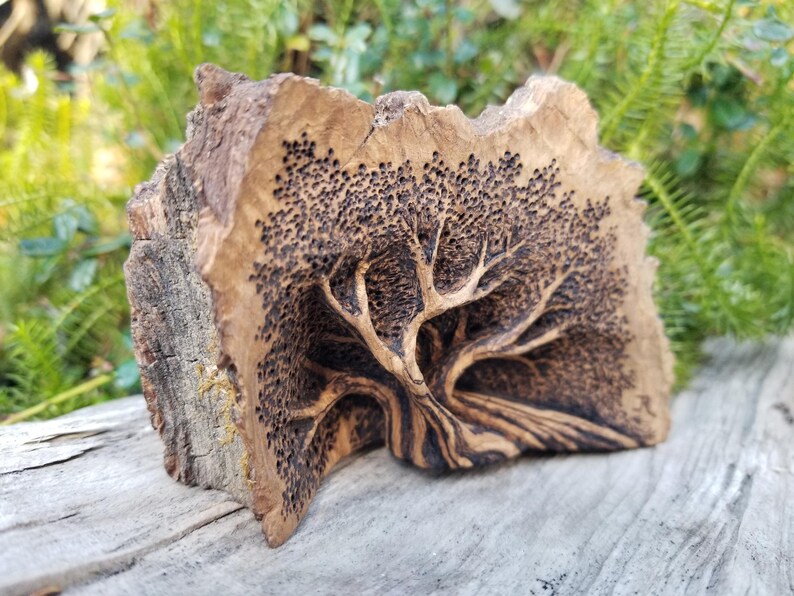 Willow Tree Rustic Hand Carved Miniature Wood Sculpture, Forest Wood