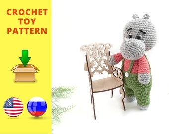 Hippo Amigurumi Crochet Pattern: Toy Animal (PDF Download)