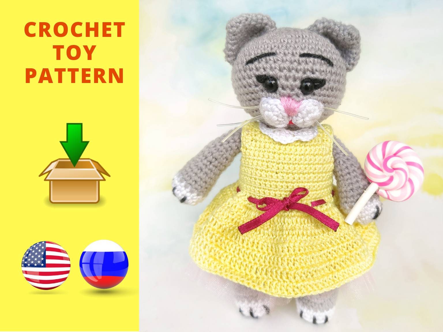 30 Unique Crochet Dresses for Fashion-Loving Crafters: Beach Covers, Vintage Finds, and... 34 Crochet Kitty in Yellow Dress Pattern