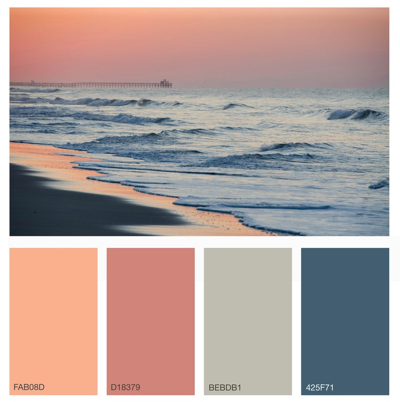 Beach Sunrise Color Palette Photo Print Wall Art - Etsy