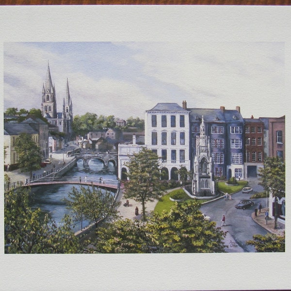 Impression de la ville de Cork en Irlande, Cork dans les années 1980, Scène de Cork autrefois, Impression d’une peinture à l’huile, Art irlandais, réalisée en Irlande