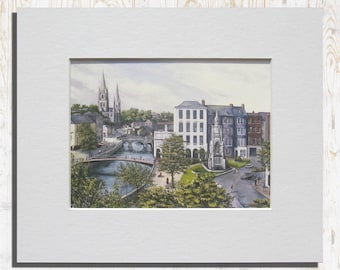 Impresión artística de la ciudad de Cork, Irlanda: Paisaje irlandés de los años 80 de Anna O'Hara / Cork Heritage / Regalo para residentes locales, nativos y expatriados