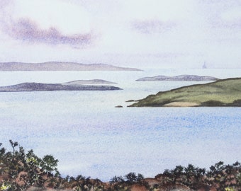 Print of Fastnet and Roaring Water Bay near Cork in Ireland, Print of a Watercolour Painting, Irish Art, made in Ireland