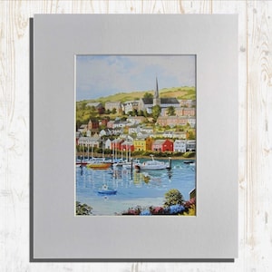Crosshaven (West Cork) Art Print: Cork Hafen Gouache Gemälde von Anna O&#39;Hara | Irisches Küstendorf mit Segelyachten